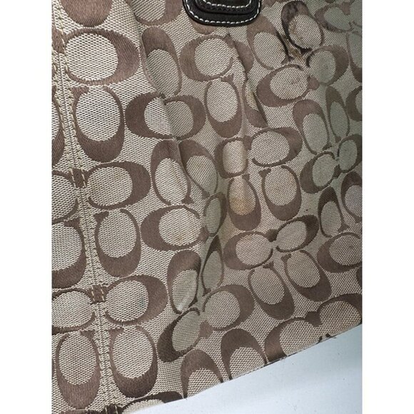 For Repair - Coach Purse Canvas Brown Large Shoulderbag H1075-F13743 - Picture 5 of 12